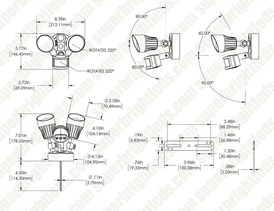 30W LED Security Light - Motion Sensor - 180° Detection - 2 Adjustable Light Heads - 2,550 Lumens - 5000K 8 30W LED Security Light - Motion Sensor - 180° Detection - 2 Adjustable Light Heads - 2,550 Lumens - 5000K - Image 8