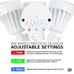 45W LED Security Light - Motion Sensor - 180° Detection - 3 Adjustable Light Heads - 3,825 Lumens - 5000K -Lighting Decoration Store masl 50k45wh adjustable settings