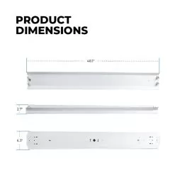 4ft LED Strip Light Fixture With Reflector - 2 Lamp T8 Bulbs - LED Ready - Single Ended - Fixture Only 6 4ft LED Strip Light Fixture With Reflector - 2 Lamp T8 Bulbs - LED Ready - Single Ended - Fixture Only -Lighting Decoration Store mx452alt12024bkkdxw product dims 1