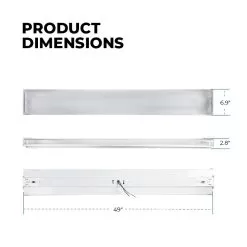 4ft LED Strip Light Fixture With Diffuser Lens - 3 18W T8 Tubes Included - 6900 Lumens - 4000K / 5000K -Lighting Decoration Store mx456flt12034bkkdxw product dims