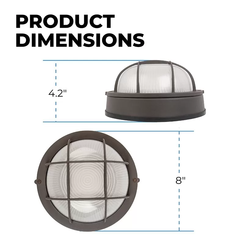 Round 8" Integrated LED Bulkhead Light - Bronze Indoor / Outdoor Wall Sconce - 780 Lumens - 3000K 2 Round 8" Integrated LED Bulkhead Light - Bronze Indoor / Outdoor Wall Sconce - 780 Lumens - 3000K - Image 2