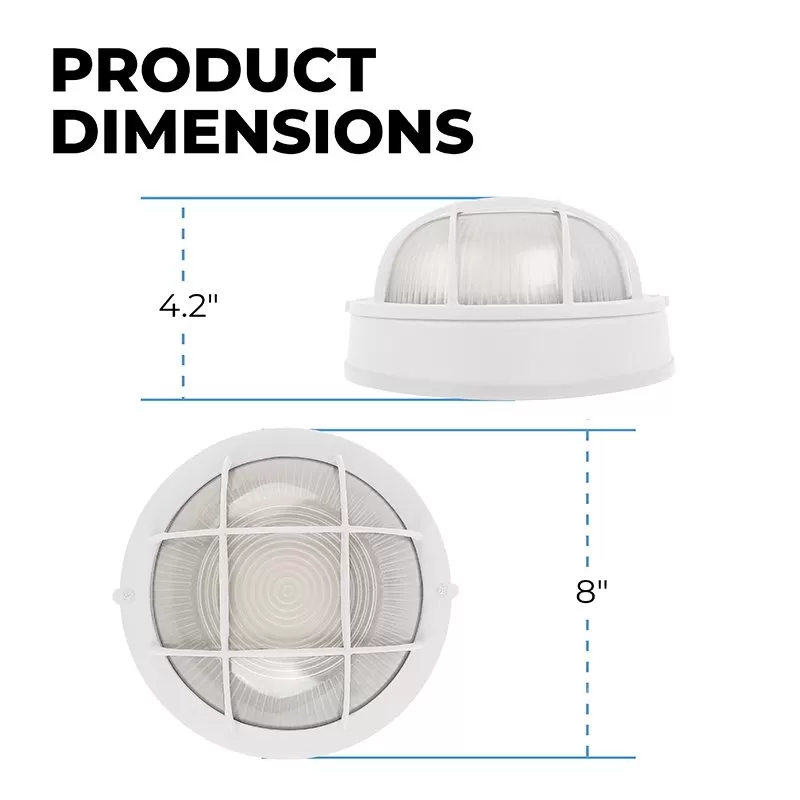 Round 8" Integrated LED Bulkhead Light - White Indoor / Outdoor Wall Sconce - 780 Lumens - 3000K 2 Round 8" Integrated LED Bulkhead Light - White Indoor / Outdoor Wall Sconce - 780 Lumens - 3000K - Image 2