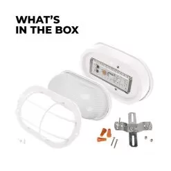 Integrated LED Bulkhead Light - White Indoor / Outdoor Wall Sconce - 780 Lumens - 3000K / 4000K -Lighting Decoration Store ow0104g 12 8x wh whats in box