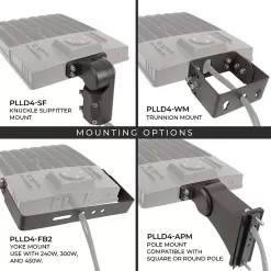 300W LED Parking Lot Area Light - 40,500 Lumens - 5000K - Optional Photocell - With Mount -Lighting Decoration Store plld4 50k240w x3br1 mounts2 2