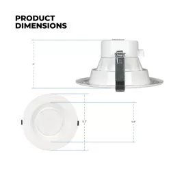 MaxLite 6" LED Recessed Universal Downlight - Selectable CCT And Wattage - Dimmable - Up To 1,700 Lumens - 3000K / 3500K / 4000K - 10W / 12W / 17W -Lighting Decoration Store rcf610wcsdw dimensions