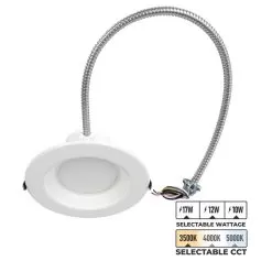 MaxLite 6" LED Recessed Universal Downlight - Selectable CCT And Wattage - Dimmable - Up To 1,700 Lumens - 3000K / 3500K / 4000K - 10W / 12W / 17W