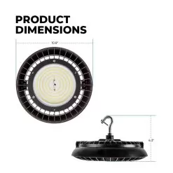 TCP LED UFO High Bay - 150W - 24,750 Lumens - 400W MH Equivalent - 5000K 8 TCP LED UFO High Bay - 150W - 24,750 Lumens - 400W MH Equivalent - 5000K -Lighting Decoration Store rhbuzda350k dimensions