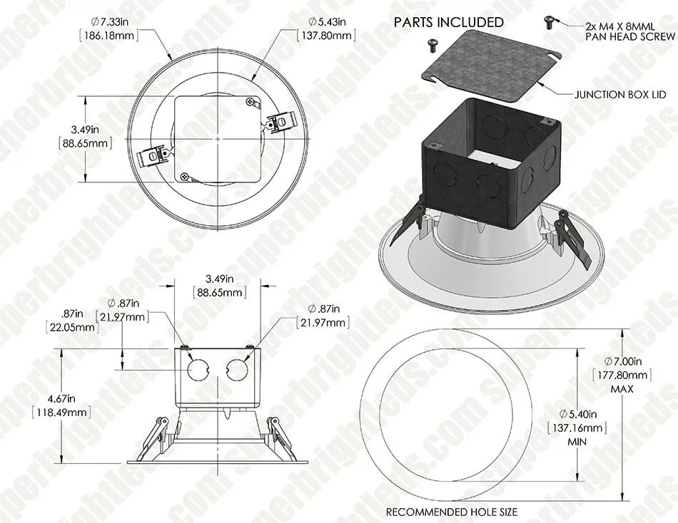 6" LED Retrofit Downlight - Recessed Downlight With Junction Box And Baffle Trim - 75W Equivalent - Dimmable - 960 Lumens 10 6" LED Retrofit Downlight - Recessed Downlight With Junction Box And Baffle Trim - 75W Equivalent - Dimmable - 960 Lumens - Image 10