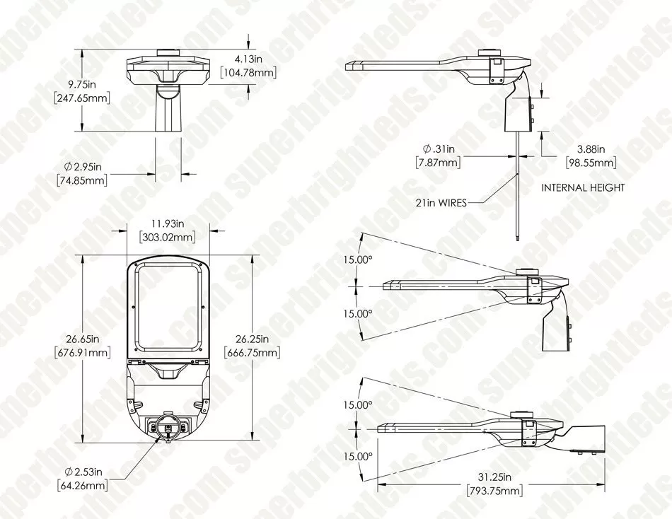 300W LED Roadway Light - 43,500 Lumens - Shorting Cap - 1,000W MH Equivalent - Slipfitter Mount - 5000K 4 300W LED Roadway Light - 43,500 Lumens - Shorting Cap - 1,000W MH Equivalent - Slipfitter Mount - 5000K - Image 4