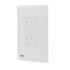 SnapPower SafeLight Duplex Outlet Cover Plate - Sliding Outlet Cover - Integrated LED Automatic On/Off Lighting - White Finish - 4000K
