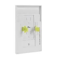 SnapPower SafeLight Duplex Outlet Cover Plate - Sliding Outlet Cover - Integrated LED Automatic On/Off Lighting - White Finish - 4000K -Lighting Decoration Store spsg 100 pxwh back