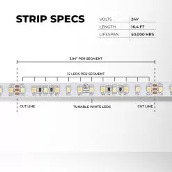 Tunable White LED Strip Light Kit - 5m White LED Tape Light - Wireless RF Remote 16 Tunable White LED Strip Light Kit - 5m White LED Tape Light - Wireless RF Remote -Lighting Decoration Store stn 1 tw r1 strip specs