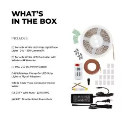 Tunable White LED Strip Light Kit - 5m White LED Tape Light - Wireless RF Remote 14 Tunable White LED Strip Light Kit - 5m White LED Tape Light - Wireless RF Remote -Lighting Decoration Store stn 1 tw r1 whats in the box 2