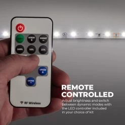 White LED Strip Lighting Kit - 5m Under Cabinet LED Tape Light - Wireless RF Controller - 150 Lm/ft - Cool White 6500K -Lighting Decoration Store stn 1 uc r1 remote controlled