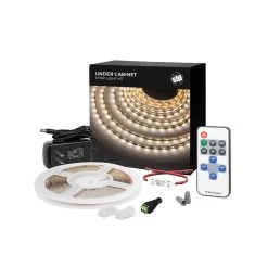 White LED Strip Lighting Kit - 5m Under Cabinet LED Tape Light - Wireless RF Controller - 150 Lm/ft - Cool White 6500K