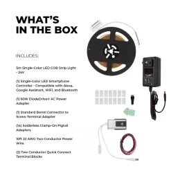 White LED COB Strip Light Kit With Bluetooth Controller - 2200K -Lighting Decoration Store stn 2 cob r1 whats in the box0