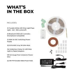 Tunable White LED Strip Light Kit - White LED Tape Light - 5m - Bluetooth Smartphone App Controlled 16 Tunable White LED Strip Light Kit - White LED Tape Light - 5m - Bluetooth Smartphone App Controlled -Lighting Decoration Store stn 2 tw r1 whats in the box 2
