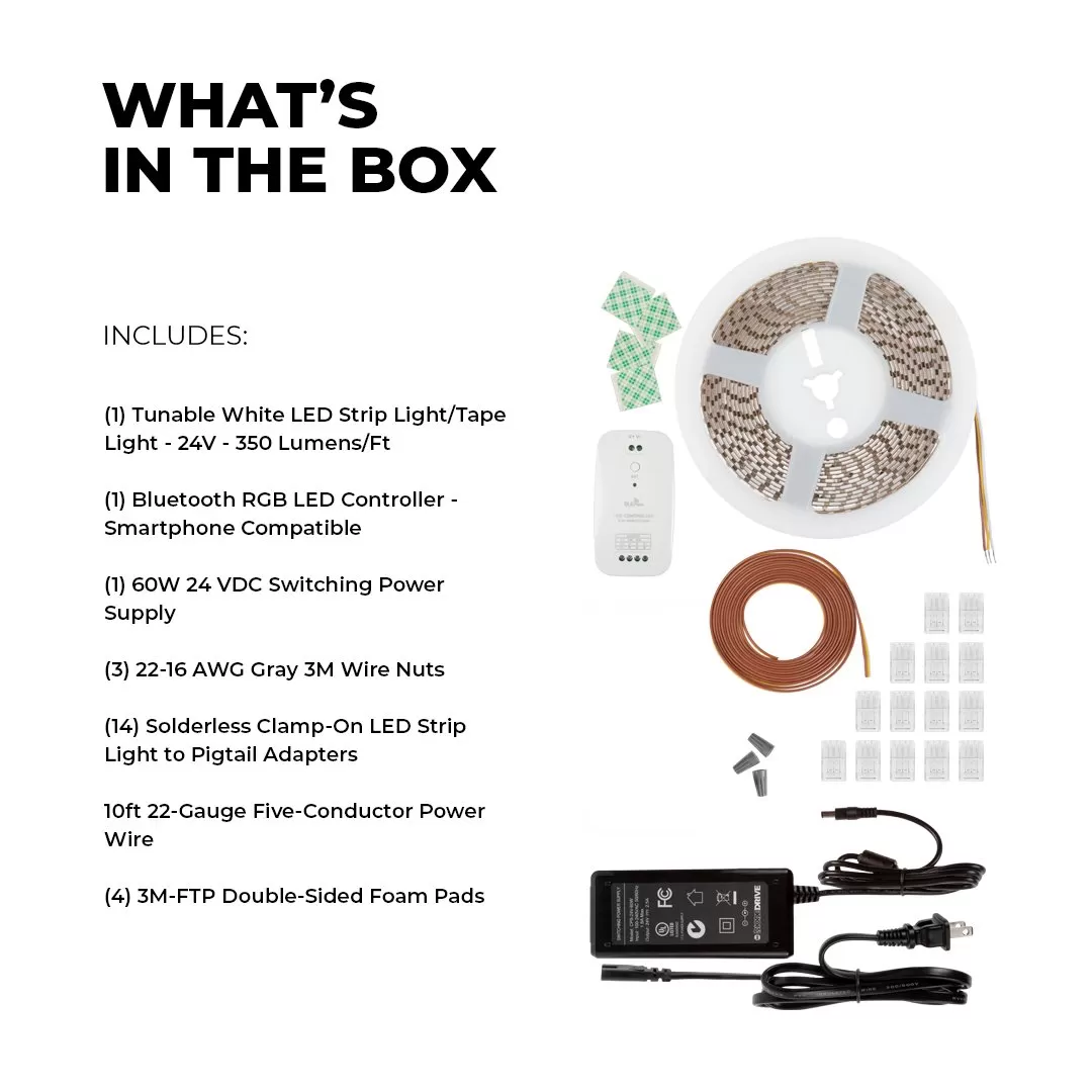 Tunable White LED Strip Light Kit - White LED Tape Light - 5m - Bluetooth Smartphone App Controlled 5 Tunable White LED Strip Light Kit - White LED Tape Light - 5m - Bluetooth Smartphone App Controlled - Image 5