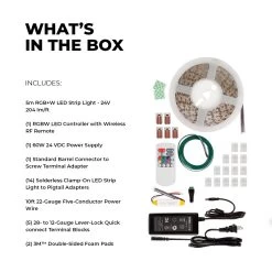 RGBW LED Strip Kit - Color Changing + White LED Tape Light - 5m - Wireless RF Remote -Lighting Decoration Store stn 3 uc r1 whats in the box 2