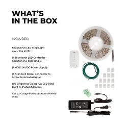 RGBW LED Strip Kit - Color Changing + White LED Tape Light - 5m - Bluetooth Smartphone App Controlled -Lighting Decoration Store stn 4 uc r1 whats in the box 2