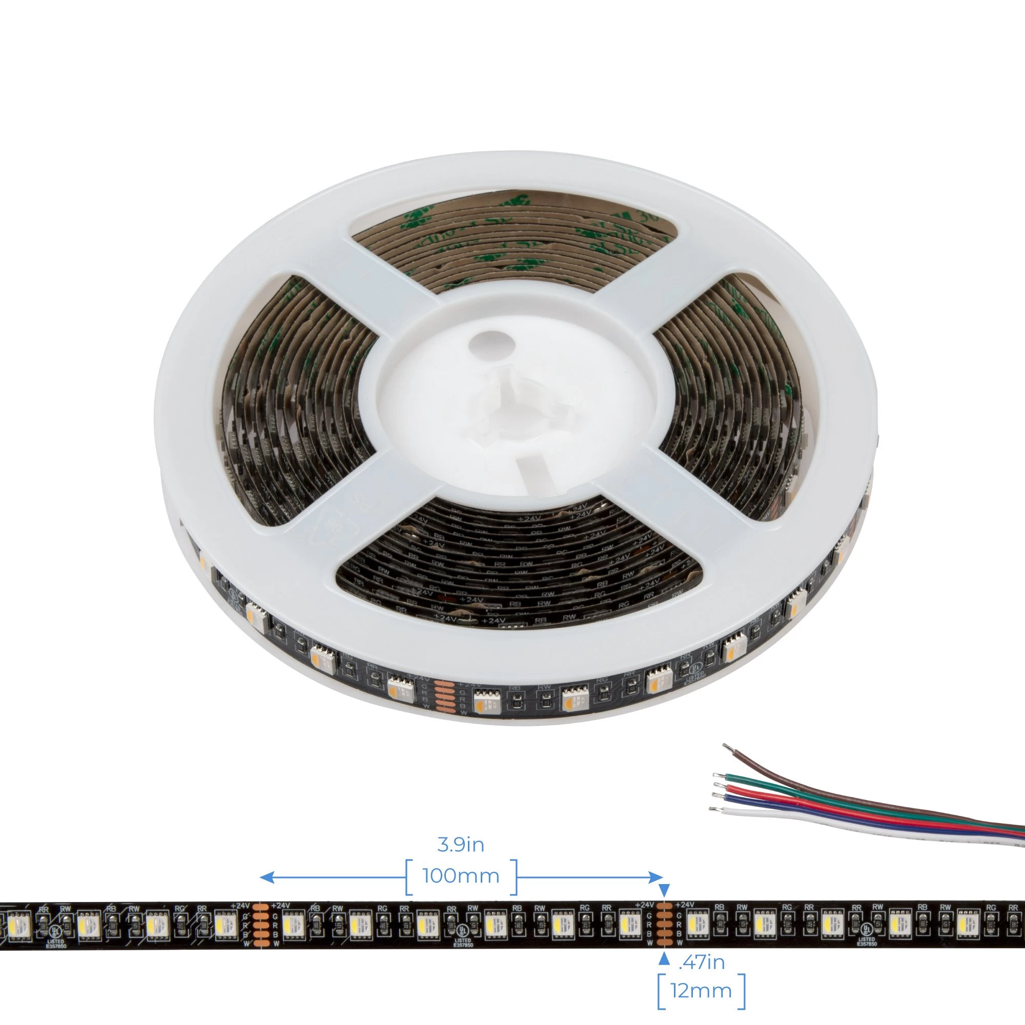 5m Black PCB RGBW LED Strip Light - 5050 Color-Changing LED Tape Light - 24V - IP20 2 5m Black PCB RGBW LED Strip Light - 5050 Color-Changing LED Tape Light - 24V - IP20 - Image 2