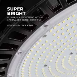 240W Black UFO LED High Bay Light - 38400 Lumens - 1000W Metal Halide Equivalent -Lighting Decoration Store superbrightls 5ehb240w 50k