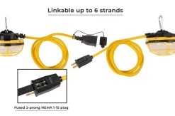 65W LED Temporary Jobsite String Lights - 50' Run - Linkable - 7,150 Lumens Total -Lighting Decoration Store tc tsl 13w 50k 5 end plugs w fuse updated