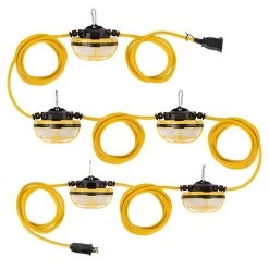 65W LED Temporary Jobsite String Lights - 50' Run - Linkable - 7,150 Lumens Total