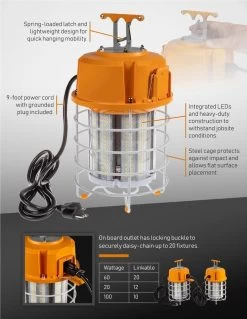 100W LED Temporary High Bay - Linkable LED Area Work Light Fixture - 320W Equivalent - 12500 Lumens - 5000K - 5000K Cool White -Lighting Decoration Store tjsl graphic 2