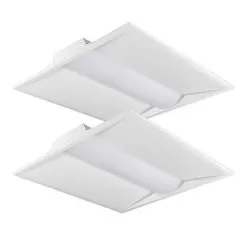 2x2 Recessed LED Steel Troffer Light - 40W - 5300 Lumen - Dimmable - 2 Pack - 4000K - Natural White