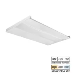 2x4 Recessed LED Troffer Light - Selectable Wattage And CCT - Up To 5,715 Lumens - 34W / 38W / 45W - 3500K / 4000K / 5000K