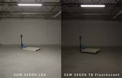 50W Vapor Tight LED Strip Light - 4' Long - 6,100 Lumens - 4000K/5000K 25 50W Vapor Tight LED Strip Light - 4' Long - 6,100 Lumens - 4000K/5000K -Lighting Decoration Store tplf nw4 50 front shot in mezz for comparison 2