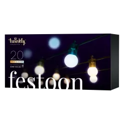 Twinkly Festoon Gold & Silver - Patio String Lights - Amber / Warm White / Cool White – Generation II - 20 LED - 33ft