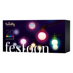 Twinkly Festoon Multicolor - RGB Smart Outdoor String Lights - 20 Bulbs - Generation II - 20 LED - 33ft