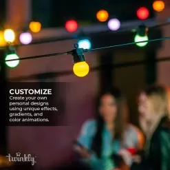 Twinkly Festoon Multicolor - RGB Smart Outdoor String Lights - 20 Bulbs - Generation II - 20 LED - 33ft -Lighting Decoration Store twf020stp bus 6