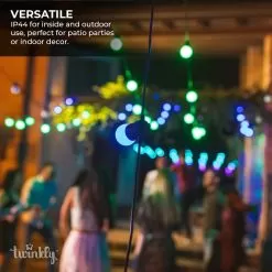 Twinkly Festoon Multicolor - RGB Smart Outdoor String Lights - 20 Bulbs - Generation II - 20 LED - 33ft -Lighting Decoration Store twf020stp bus 7