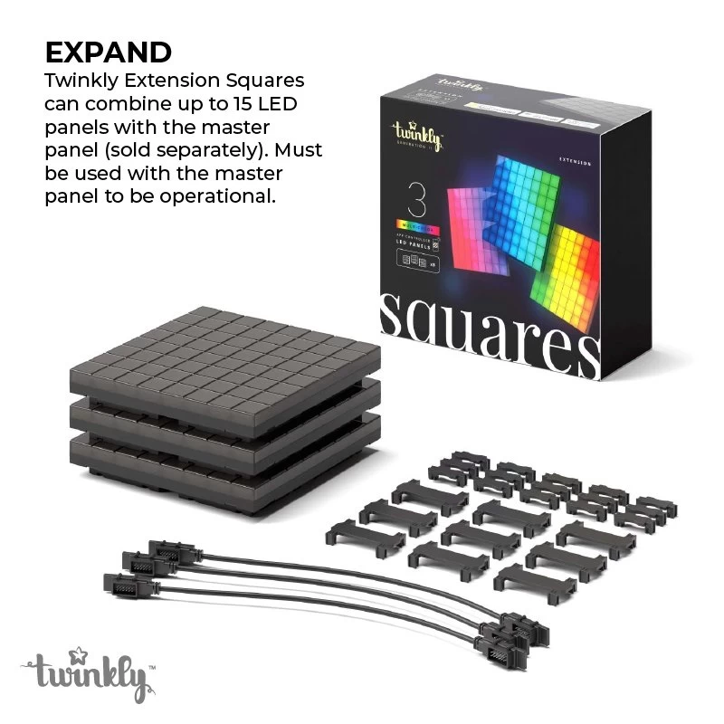 Twinkly Squares - Extension Pack - App-Controlled LED Panels - RGB Pixels 2 Twinkly Squares - Extension Pack - App-Controlled LED Panels - RGB Pixels - Image 2