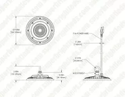 LED UFO High Bay - 120 Watt - Slim - 13,800 Lumens - 400 Watt Metal Halide Equivalent - 5000K -Lighting Decoration Store uhbc 50k120 bldob dim drawings