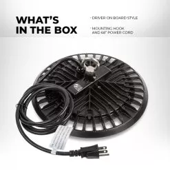 LED UFO High Bay - 150 Watt - Slim - 17,250 Lumens - 400 Watt Metal Halide Equivalent - 5000K -Lighting Decoration Store uhbc 50k150 bldob whats in the box v2