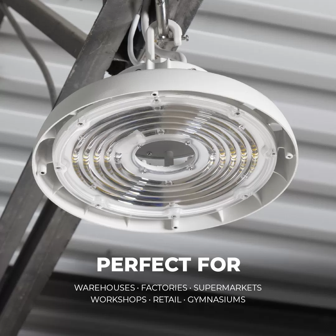 100W UFO LED High Bay With Reflector - 14,000 Lumens - 250W MH Equivalent - White Finish - 5000K 6 100W UFO LED High Bay With Reflector - 14,000 Lumens - 250W MH Equivalent - White Finish - 5000K - Image 6