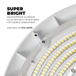 200W UFO LED High Bay With Reflector - 28,000 Lumens - 750W MH Equivalent - White Finish - 5000K -Lighting Decoration Store uhbd s1 50k200 80h white r1 super bright 1