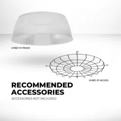 200W UFO LED High Bay - 28,000 Lumens - 750W MH Equivalent - 5000K -Lighting Decoration Store uhbd s1 50k200 80hwhite r1 recommended accessories