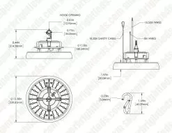 High Voltage LED High Bay Light - 240W - 33,600 Lumens - 1,000W MH Equivalent - 277-480 VAC - 5000K -Lighting Decoration Store uhbd s1 50k240 80h hv dim drawings
