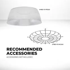 High Voltage LED High Bay Light - 240W - 33,600 Lumens - 1,000W MH Equivalent - 277-480 VAC - 5000K -Lighting Decoration Store uhbd s1 50k240 80h hv recommended accessories