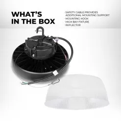 High Voltage 240W UFO LED High Bay With Reflector - 33,600 Lumens - 1,000W MH Equivalent - 5000K -Lighting Decoration Store uhbd s1 50k240 80h hv whats in the box