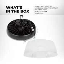 200W UFO LED High Bay With Reflector - 28,000 Lumens - 750W MH Equivalent - 5000K -Lighting Decoration Store uhbd s1 50k240 80h pr what s in the box 7