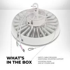 240W UFO LED High Bay - 33,600 Lumens - 1000W MH Equivalent - 5000K -Lighting Decoration Store uhbd s1 50k240 80hwhite r1 whats in the box