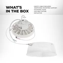 100W UFO LED High Bay With Reflector - 14,000 Lumens - 250W MH Equivalent - White Finish - 5000K 9 100W UFO LED High Bay With Reflector - 14,000 Lumens - 250W MH Equivalent - White Finish - 5000K -Lighting Decoration Store uhbd s1 50k80 80h pr white whats in the box 1