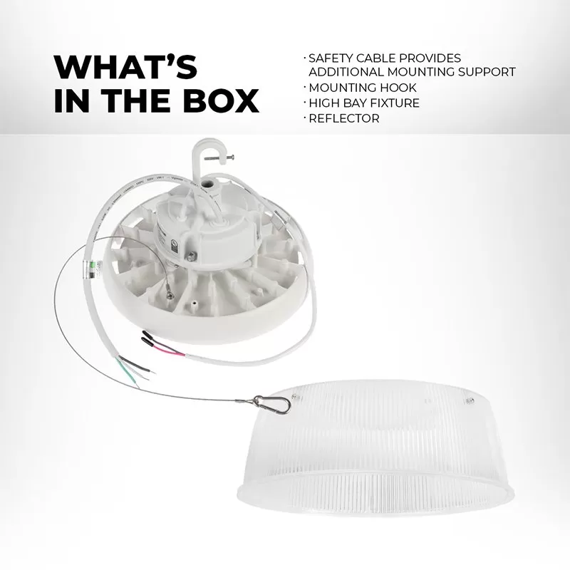100W UFO LED High Bay With Reflector - 14,000 Lumens - 250W MH Equivalent - White Finish - 5000K 4 100W UFO LED High Bay With Reflector - 14,000 Lumens - 250W MH Equivalent - White Finish - 5000K - Image 4