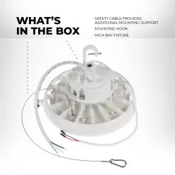 White 80W UFO LED High Bay - 11,200 Lumens - 175W MH Equivalent - 5000K -Lighting Decoration Store uhbd s1 50k80 80h white r1 whats in the box